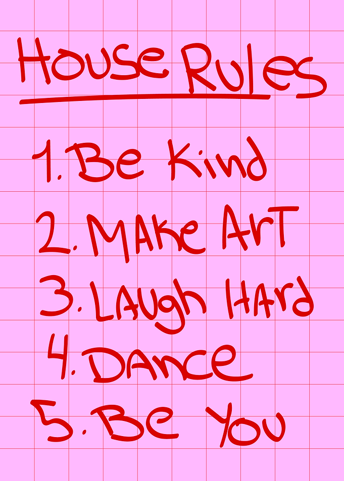House Rules Pink Grid