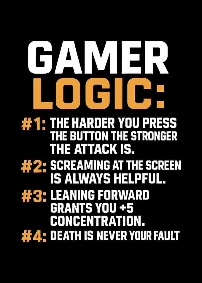 Gamer Logic – Funny Gaming Rules Wall Art Poster