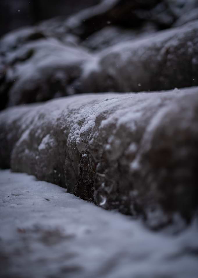 Snow-covered Stone Steps in Winter