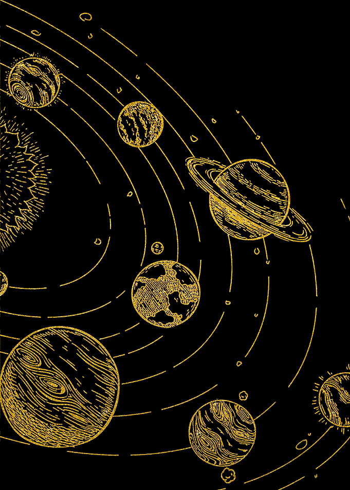 Solar System Gold on Black