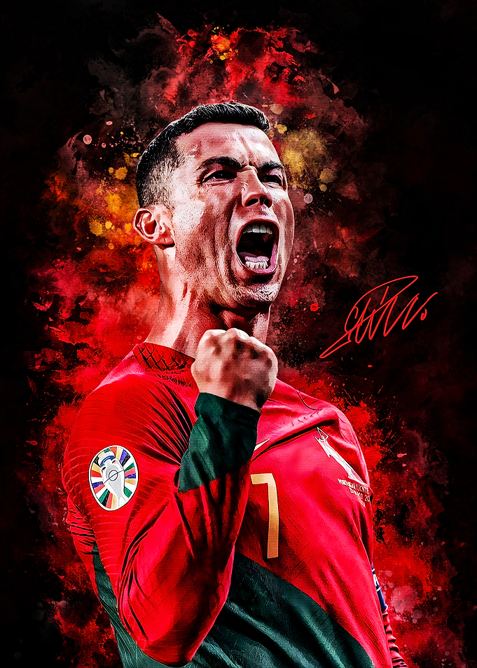 Cristiano Ronaldo Portrait with Fiery Background