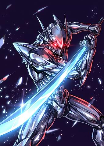 Futuristic Robot Warrior with Energy Sword