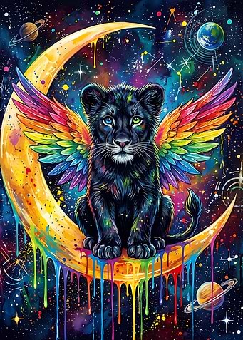 Cosmic Lion Cub with Rainbow Wings