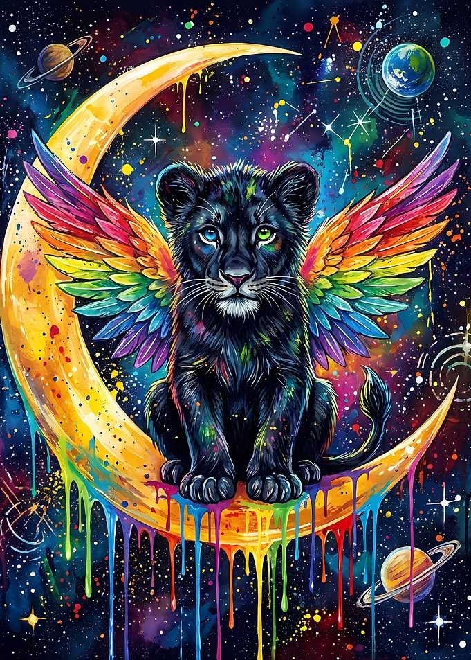 Cosmic Lion Cub with Rainbow Wings