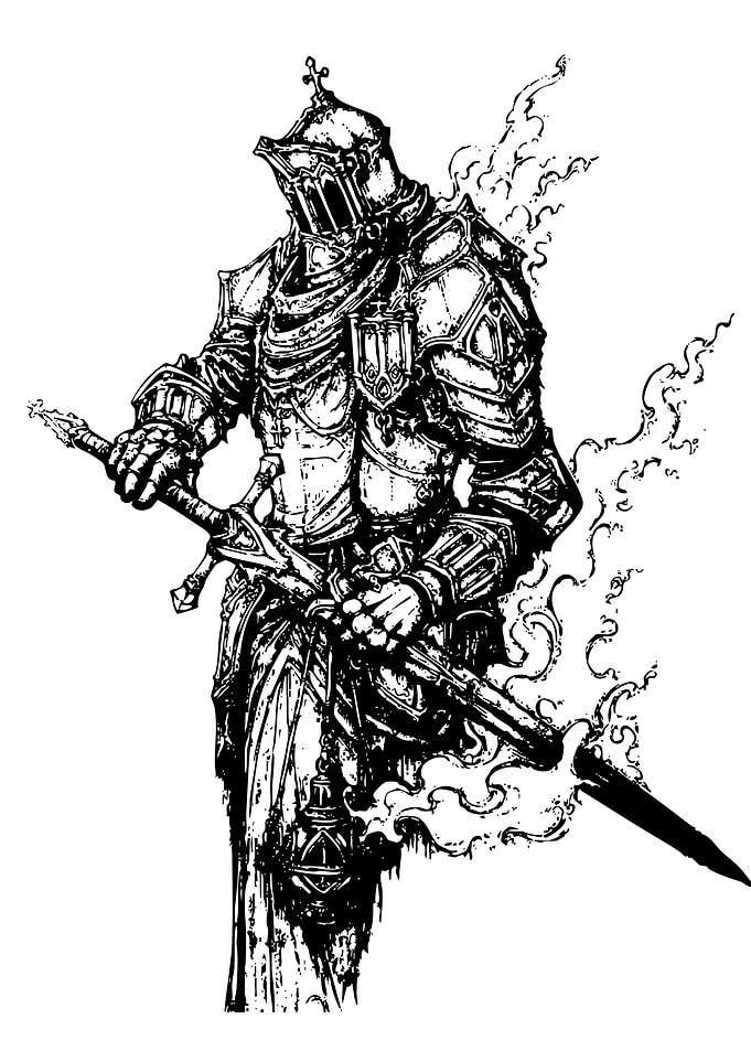 Black and White Knight Illustration