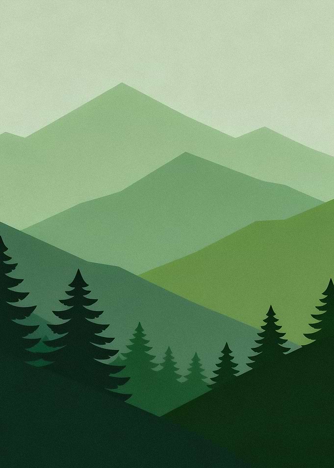 Minimalist Nature Pine Forest Mountain Abstract - Evergreen Ridge