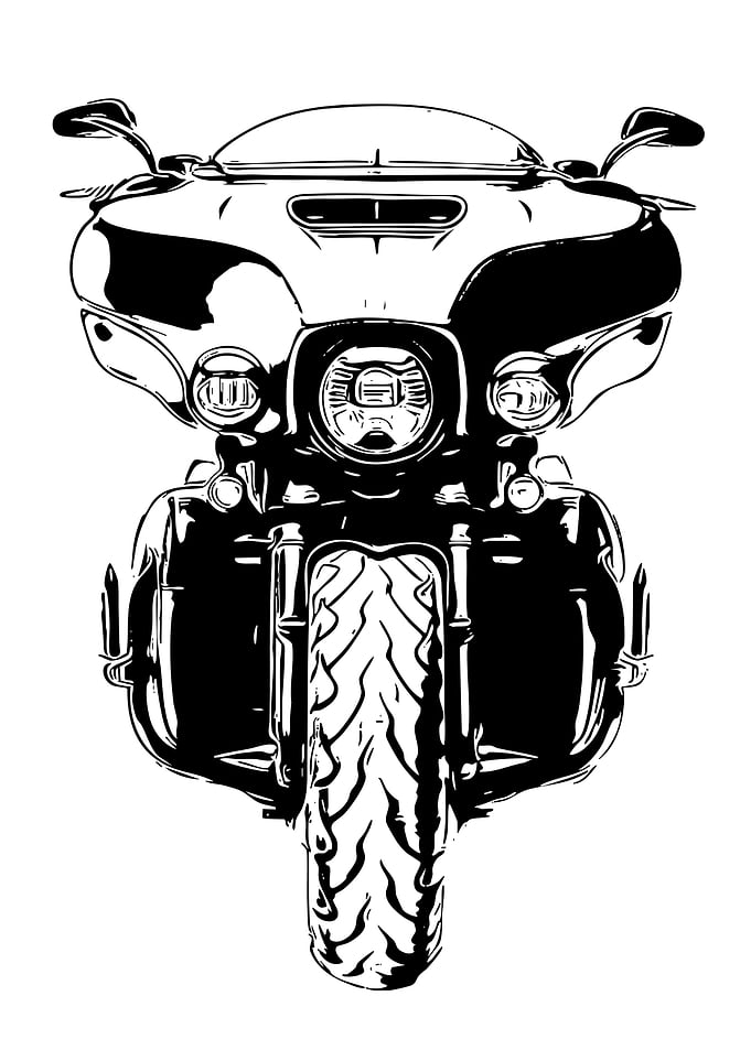 Black and White Motorcycle Illustration