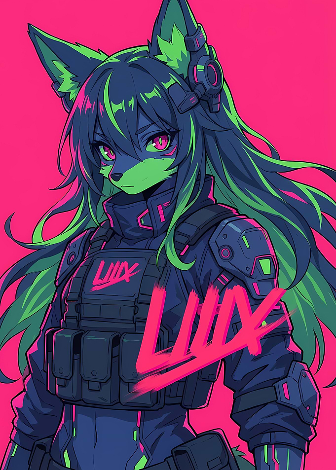 Anime Furry Soldier with Neon Accents