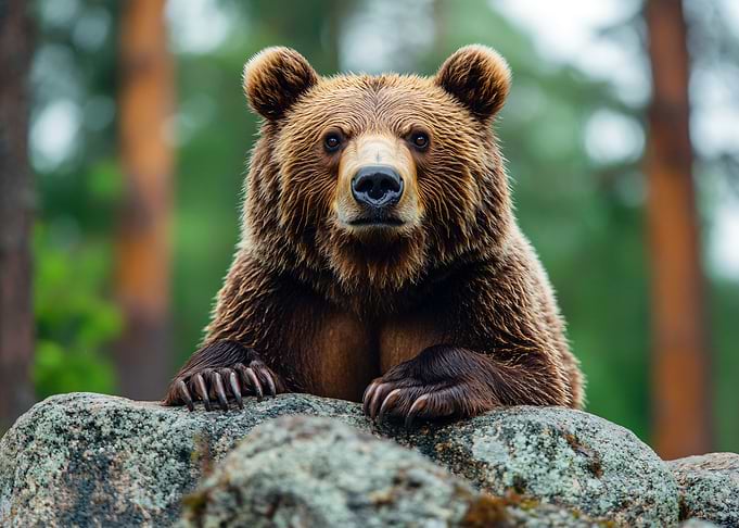 Brown Bear Portrait on Rocks