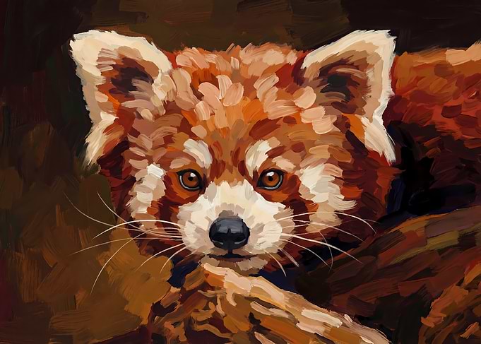 Red Panda Portrait Painting