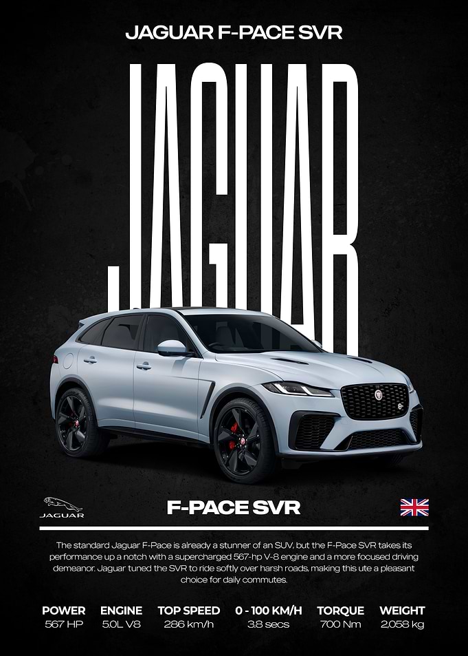 Jaguar F-Pace SVR Car Poster
