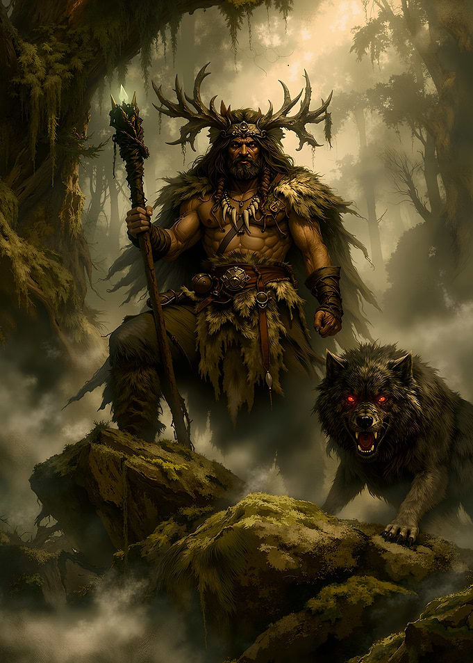 Forest Guardian with Wolf Companion