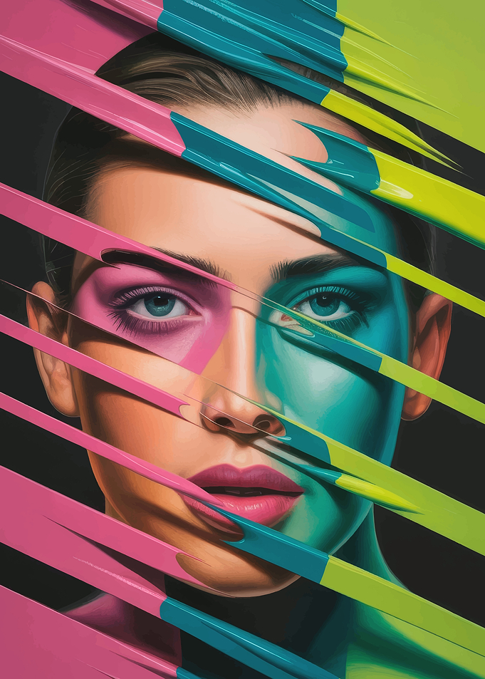 Colorful Portrait with Abstract Paint Strokes