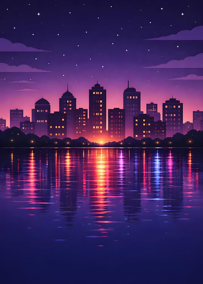 Night Cityscape Reflection