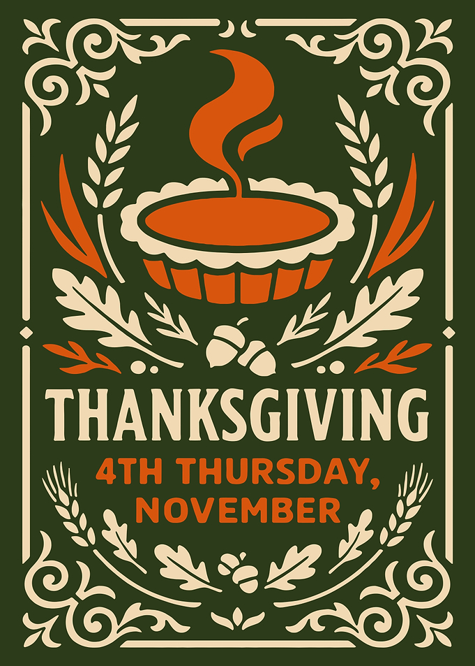 Thanksgiving Poster with Pie and Foliage