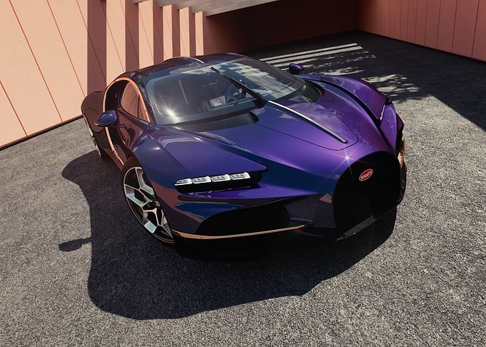 Purple Bugatti Chiron parked outdoors