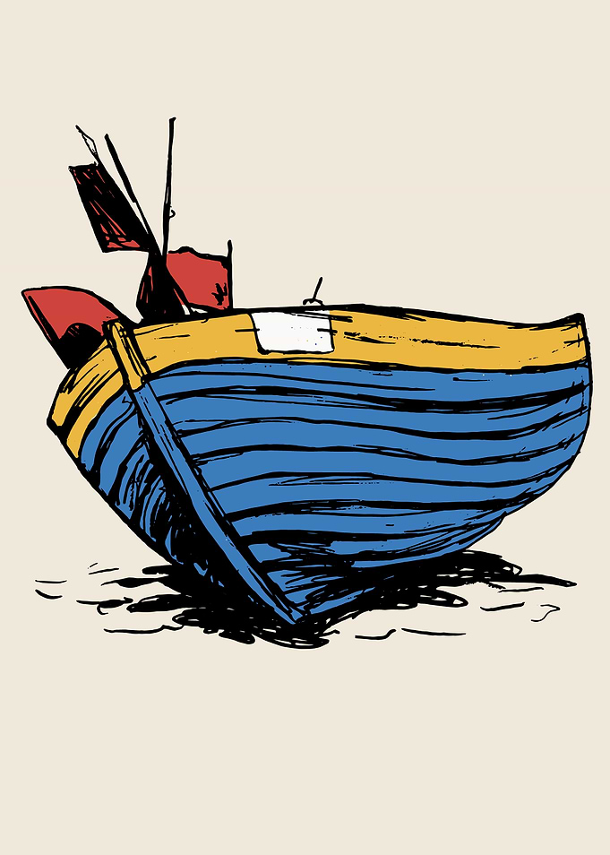 Blue and Yellow Boat Illustration