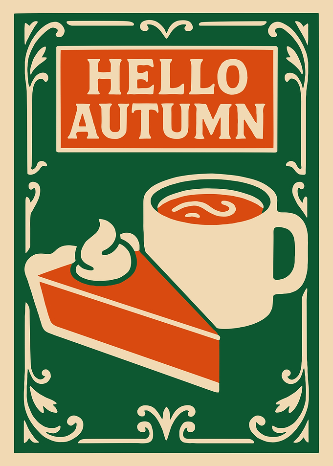 Hello Autumn: Pie and Coffee Illustration
