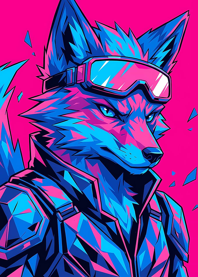 Cyberpunk Fox with Goggles Portrait