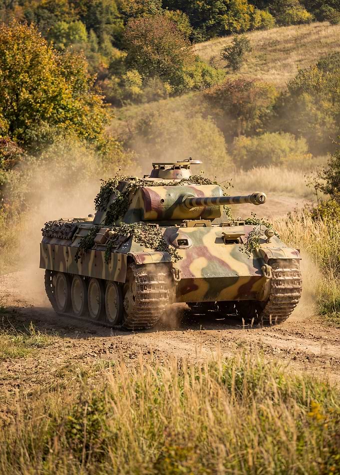 Camouflaged Tank in a Field