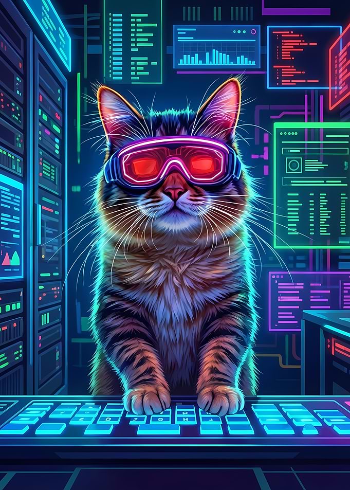 Cyberpunk Cat Hacker