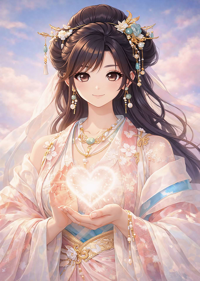 Anime Girl Holding Glowing Heart