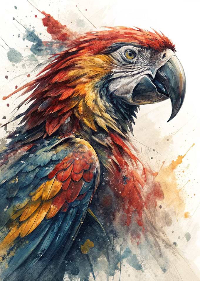 Colorful Parrot Watercolor Portrait