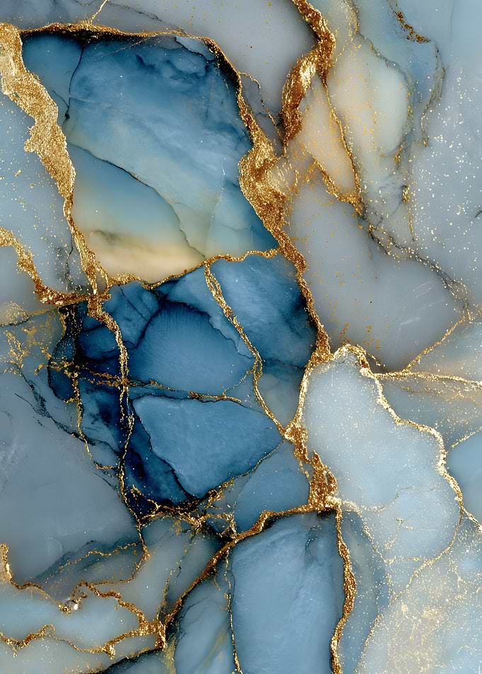 Blue and Gold Abstract Marble Texture