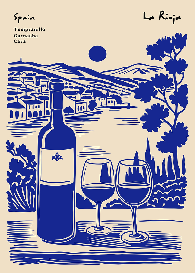 Spain La Rioja Wine Illustration