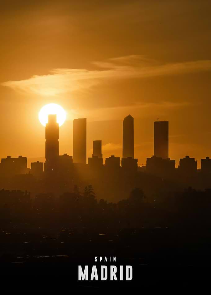 Madrid, Spain at Sunset