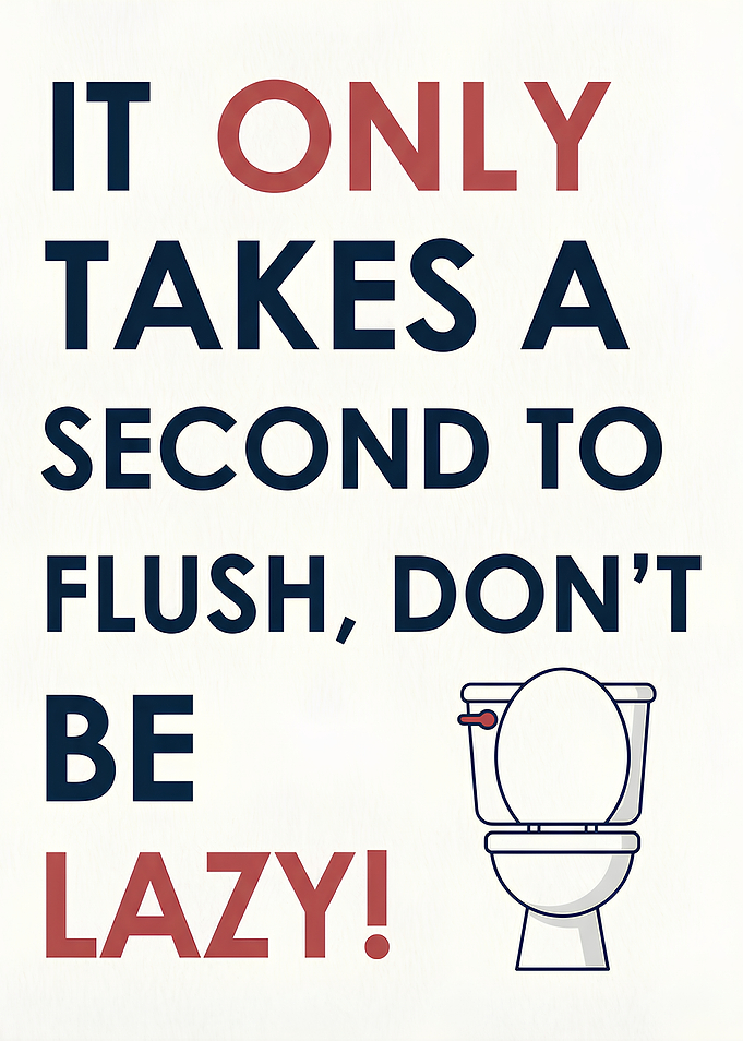 Funny Bathroom Quote Don’t Be Lazy Flush Toilet Typography