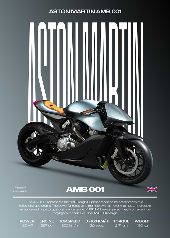 Aston Martin AMB 001 Motorcycle Poster