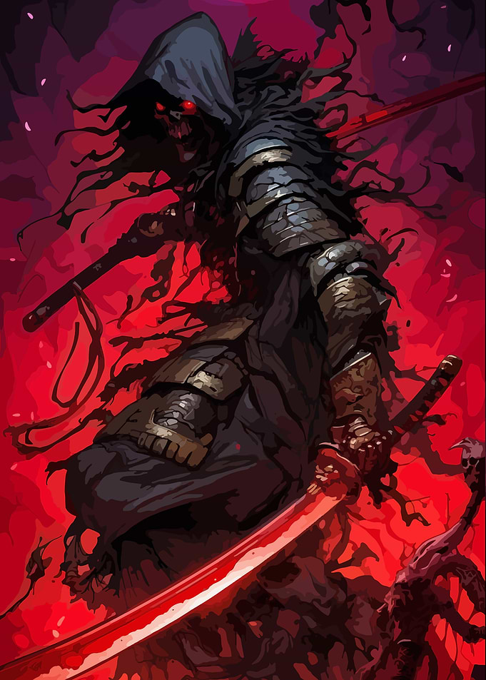 Grim Reaper Samurai with Red Katana