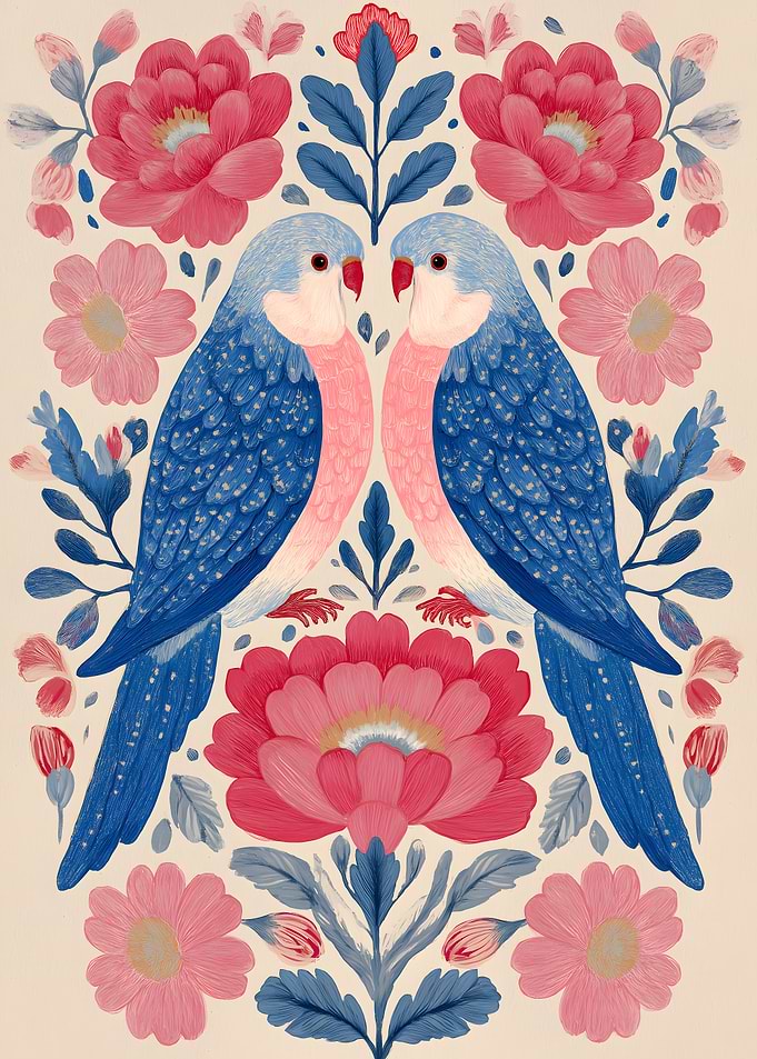 Floral Birds Art Print