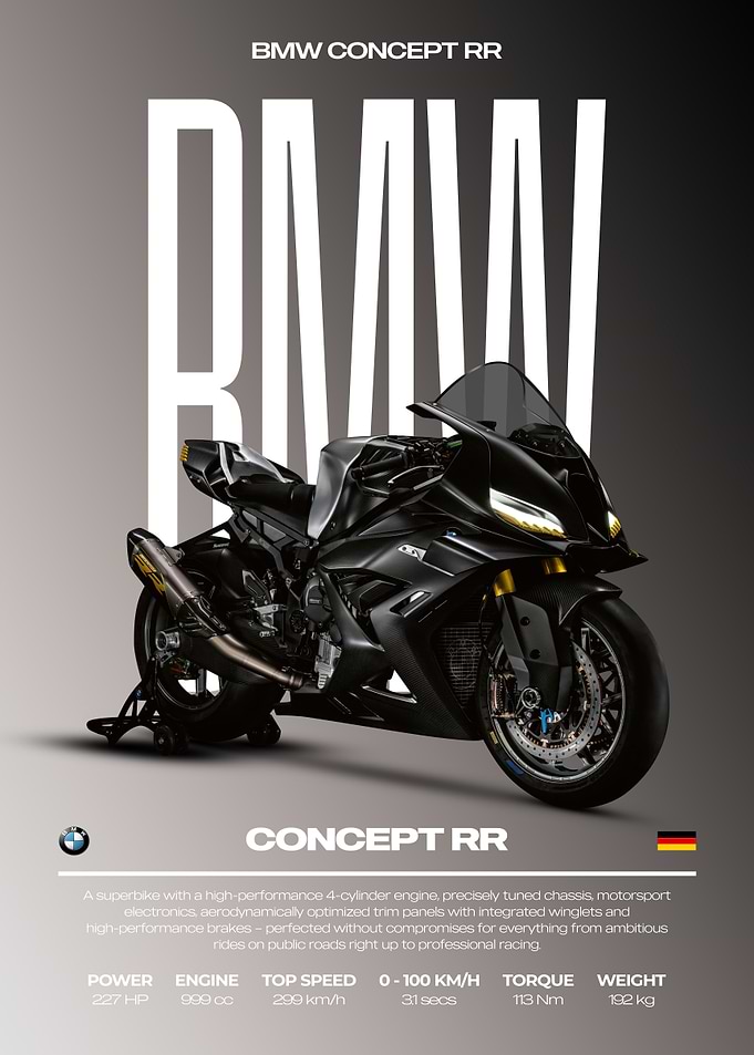 BMW Concept RR Motorcycle Poster