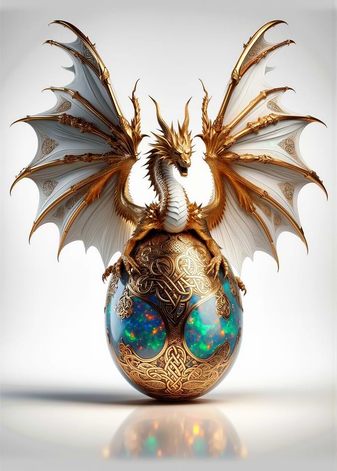 Golden Dragon on Jeweled Egg