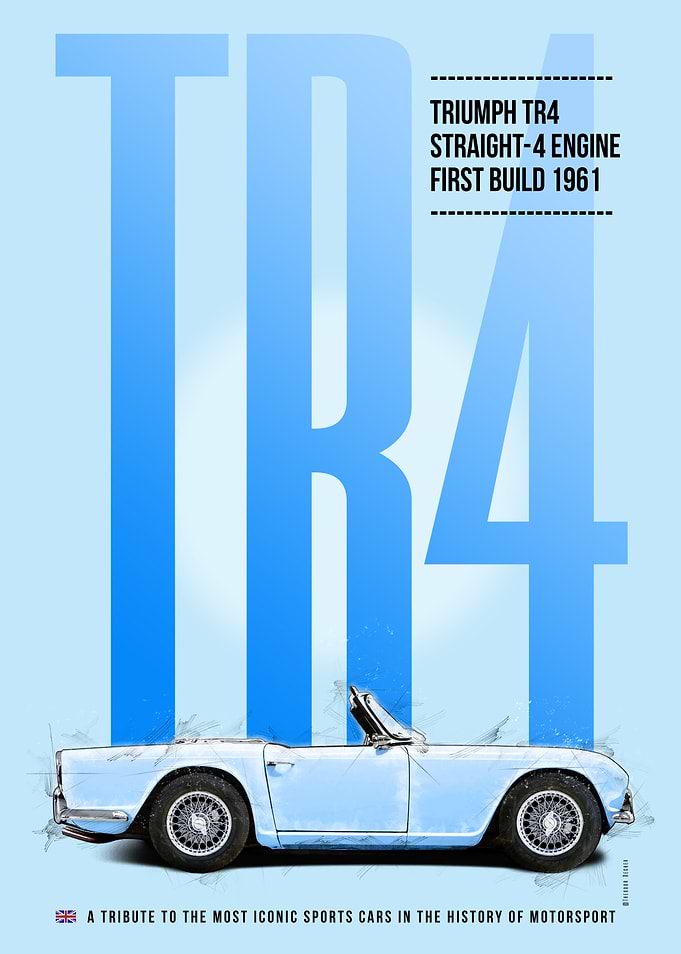 Triumph TR4 Sports Car Poster