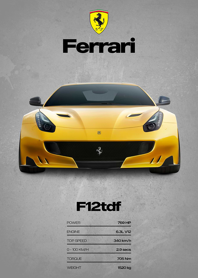 Ferrari F12tdf Car Poster