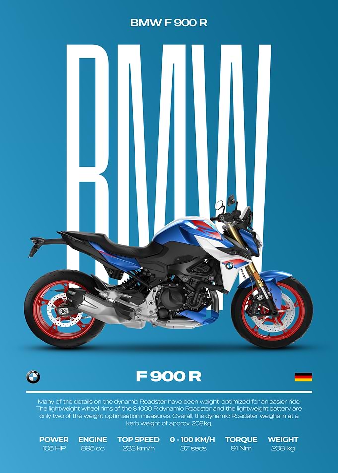 BMW F 900 R Motorcycle Poster