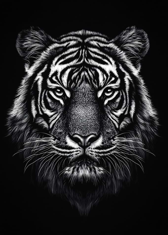 Monochrome Tiger Portrait