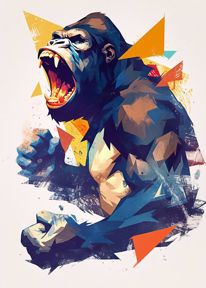 Abstract Gorilla Roar Art