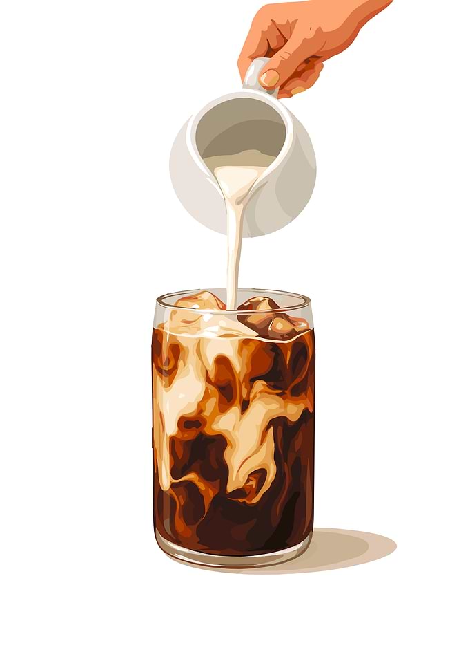Iced Coffee with Milk Illustration