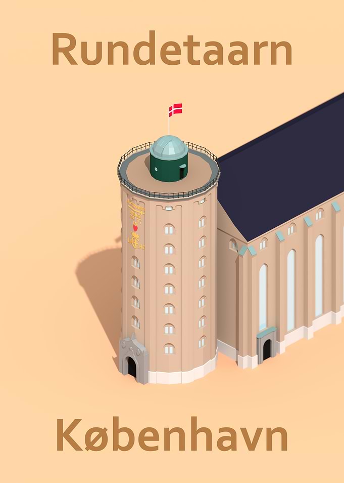 Rundetaarn Copenhagen Lowpoly 3D