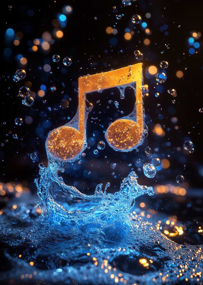 Musical Note in Water Splash