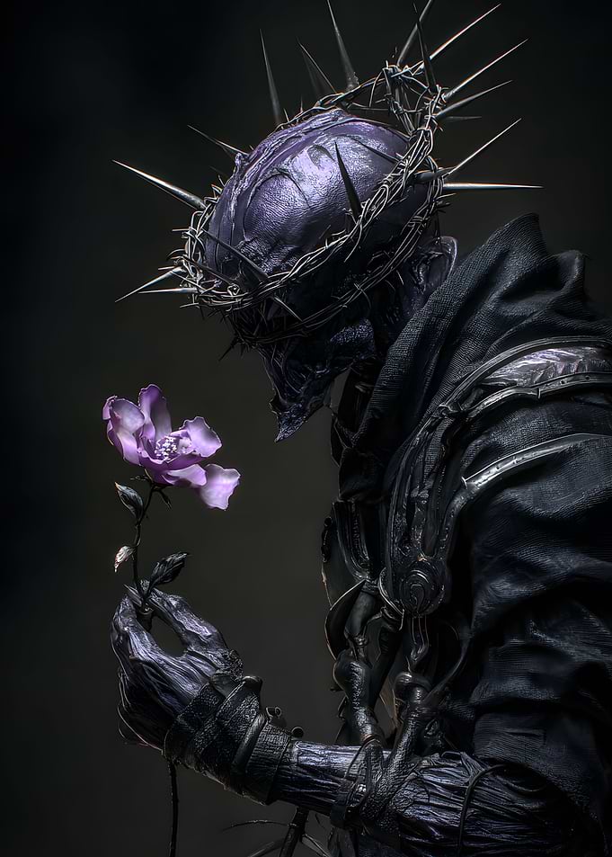 Dark Figure with Rose and Crown