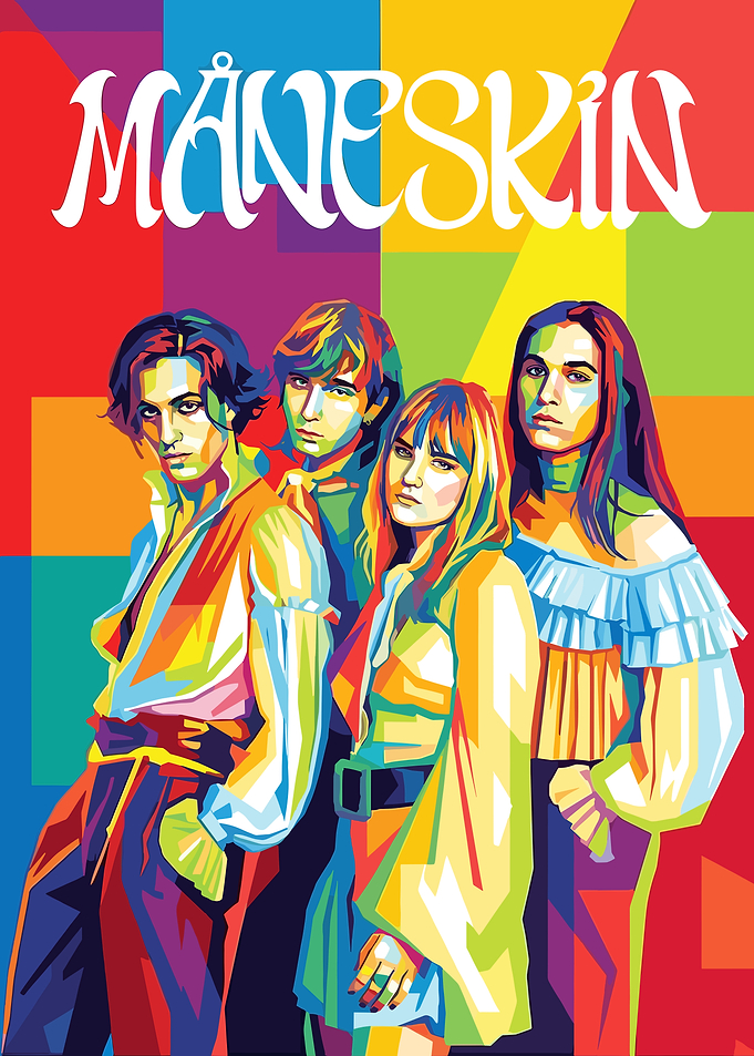 Maneskin band colorful pop art portrait