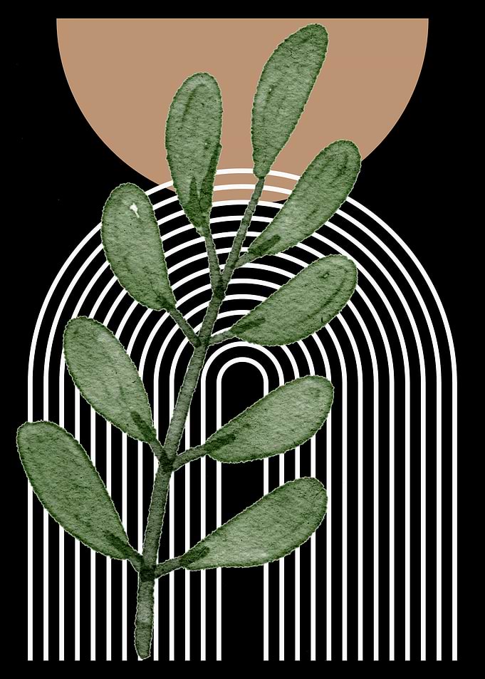 Minimalist Botanical Art with Geometric Shapes