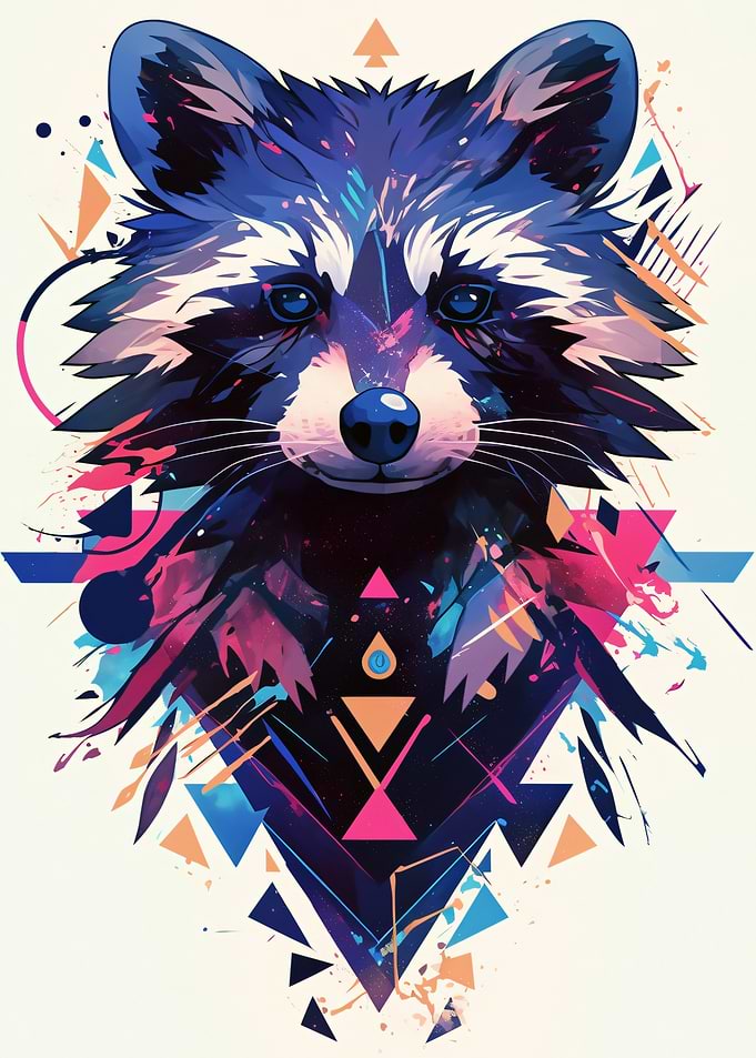 Abstract Raccoon Portrait