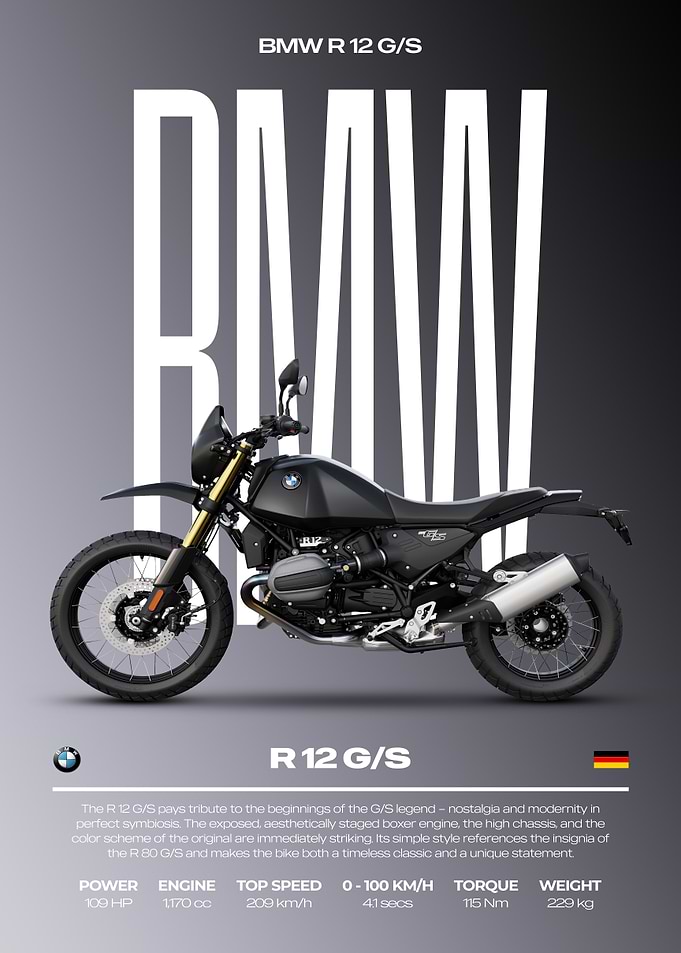 BMW R 12 G/S Motorcycle Poster