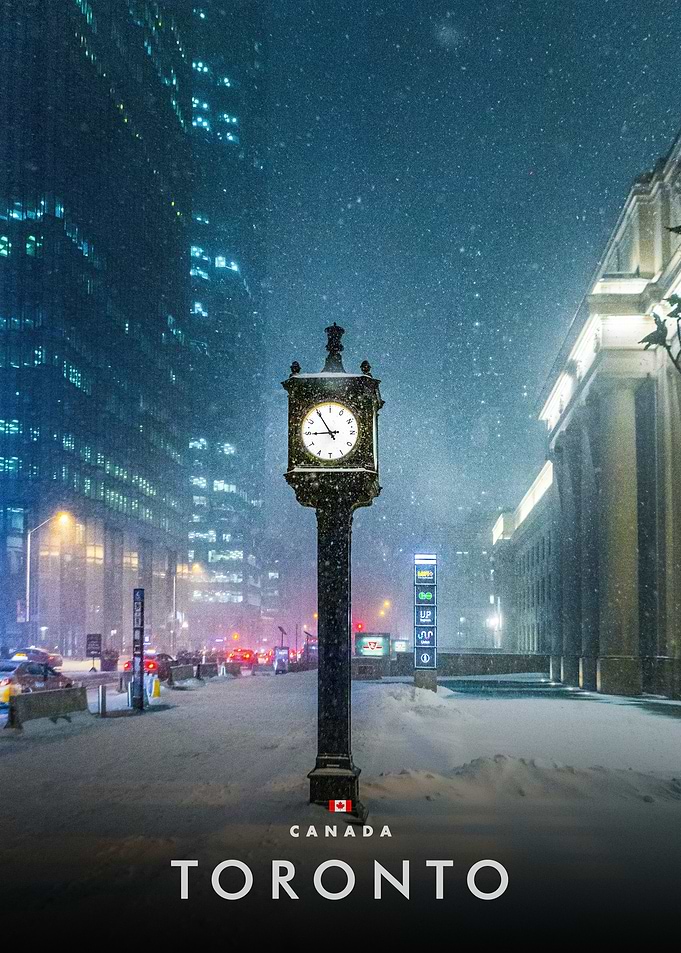 Toronto Winter Night Clock Tower
